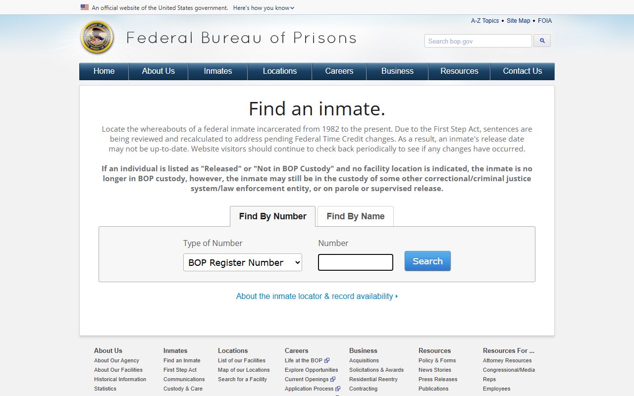 BOP inmate locator for federal custody after Marshall County arrest