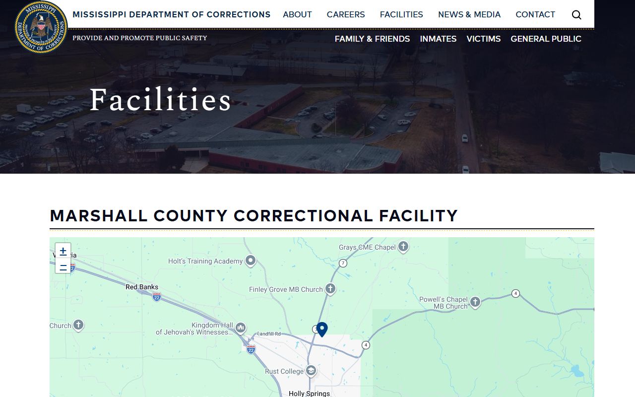 Marshall County Correctional Facility inmate lookup source on the MDOC facility profile